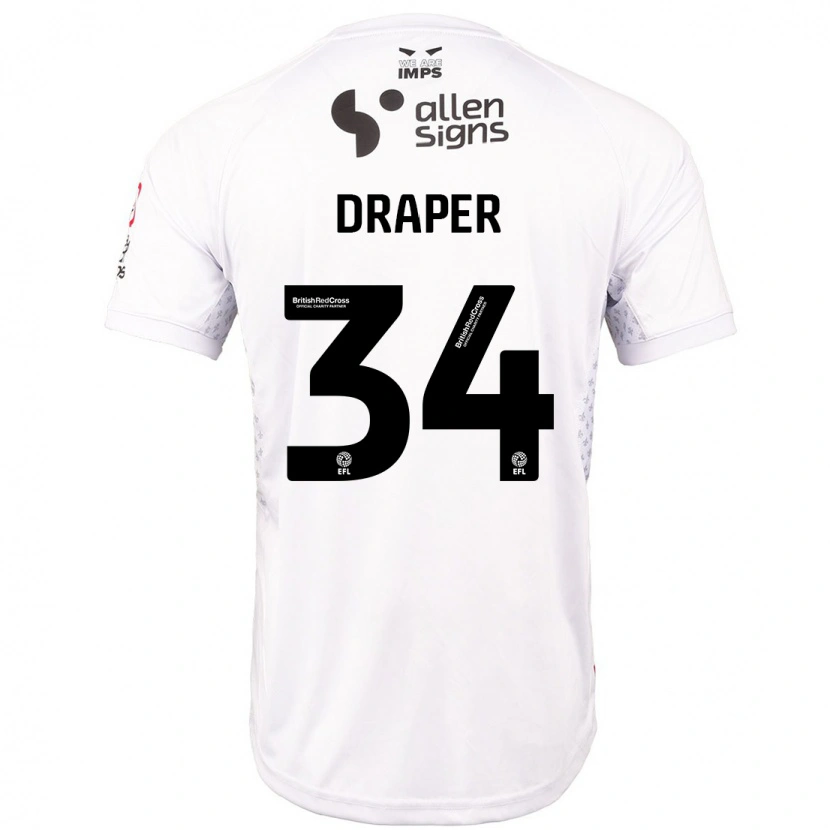 Danxen Hombre Camiseta Freddie Draper #34 Rojo Blanco 2ª Equipación 2024/25 La Camisa México