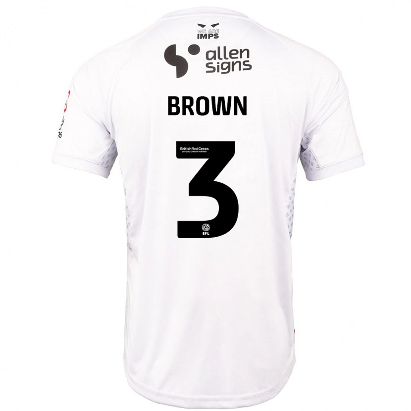 Danxen Hombre Camiseta Jaden Brown #3 Rojo Blanco 2ª Equipación 2024/25 La Camisa México