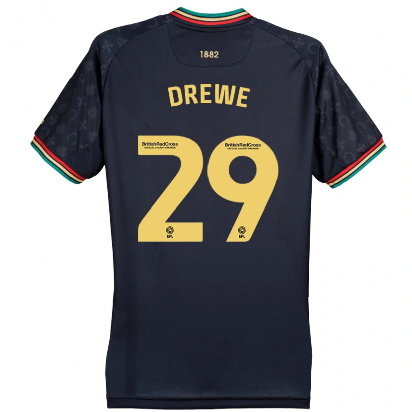Danxen Hombre Camiseta Aaron Drewe #29 Azul Marino Oscuro 2ª Equipación 2024/25 La Camisa México