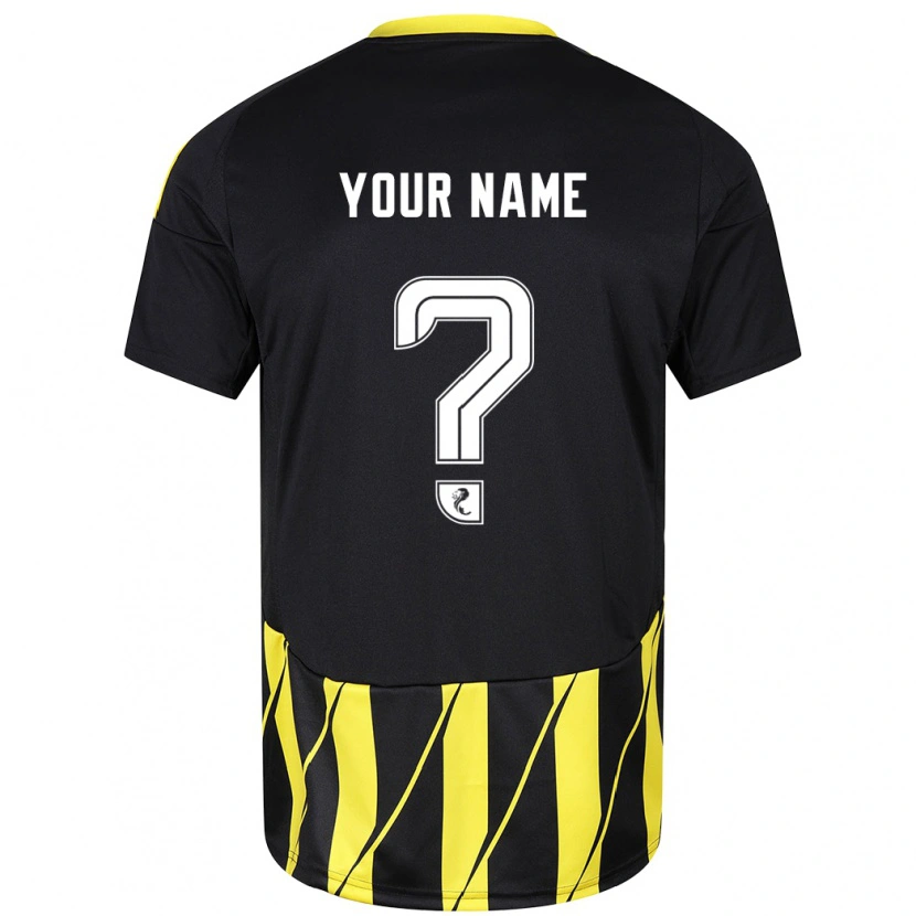 Danxen Hombre Camiseta Su Nombre #0 Negro Amarillo 2ª Equipación 2024/25 La Camisa México