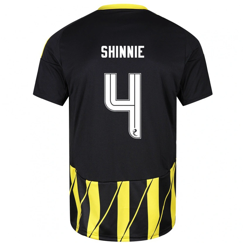 Danxen Hombre Camiseta Graeme Shinnie #4 Negro Amarillo 2ª Equipación 2024/25 La Camisa México