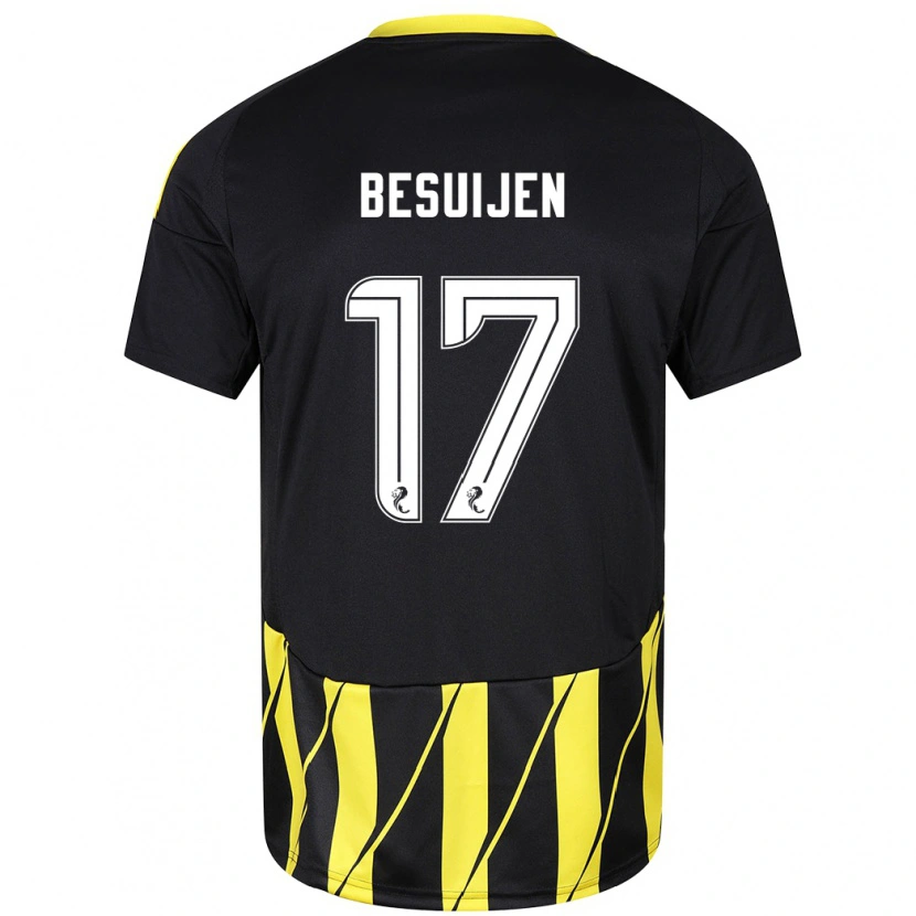 Danxen Hombre Camiseta Vicente Besuijen #17 Negro Amarillo 2ª Equipación 2024/25 La Camisa México