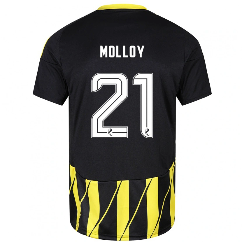Danxen Hombre Camiseta Gavin Molloy #21 Negro Amarillo 2ª Equipación 2024/25 La Camisa México