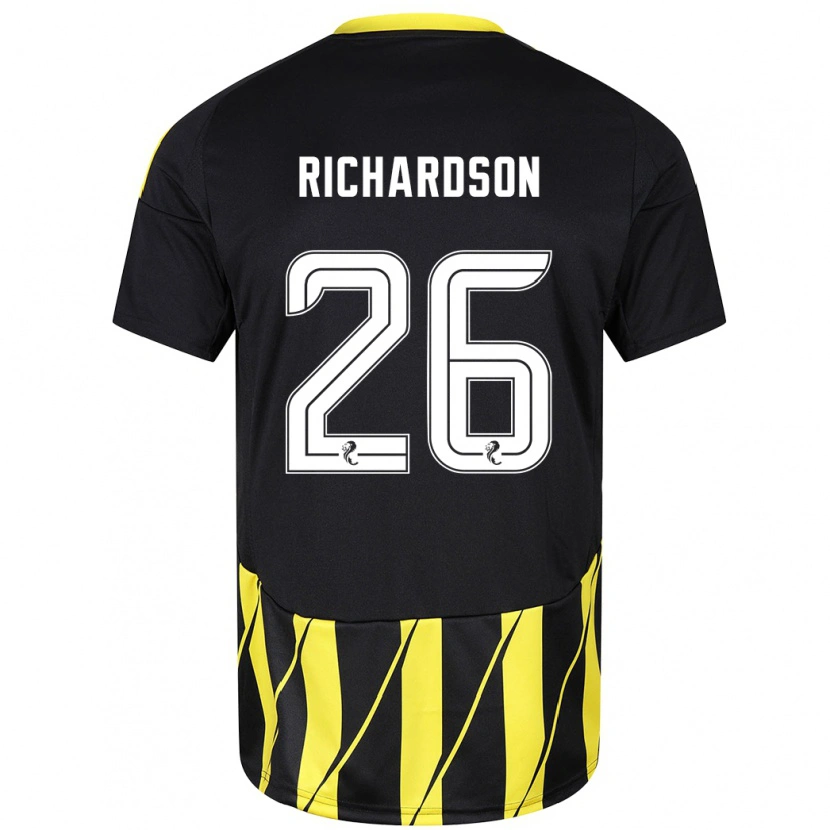 Danxen Hombre Camiseta Jayden Richardson #26 Negro Amarillo 2ª Equipación 2024/25 La Camisa México