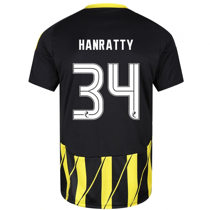 Danxen Hombre Camiseta Kevin Hanratty #34 Negro Amarillo 2ª Equipación 2024/25 La Camisa México