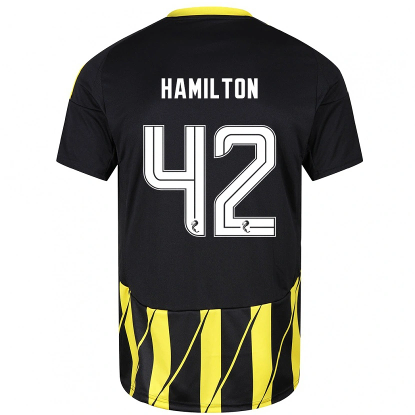 Danxen Hombre Camiseta Brendan Hamilton #42 Negro Amarillo 2ª Equipación 2024/25 La Camisa México