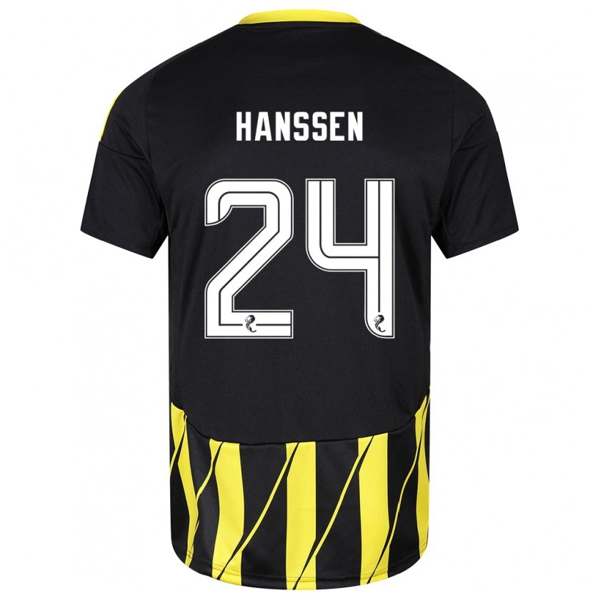 Danxen Hombre Camiseta Nadine Hanssen #24 Negro Amarillo 2ª Equipación 2024/25 La Camisa México