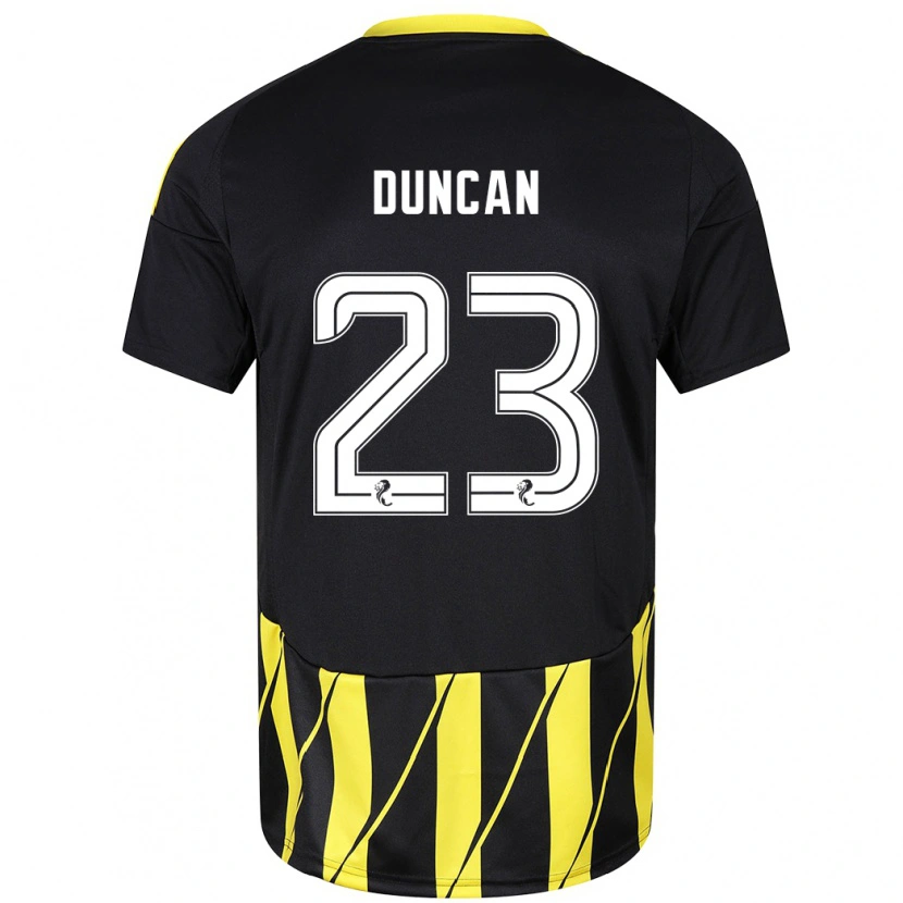 Danxen Hombre Camiseta Ryan Duncan #23 Negro Amarillo 2ª Equipación 2024/25 La Camisa México