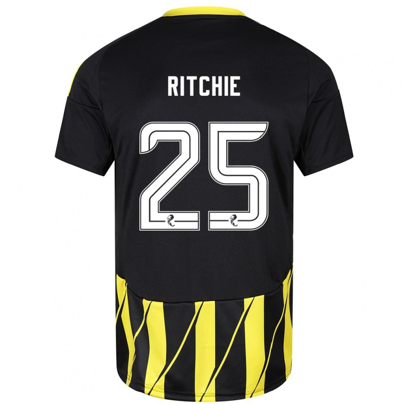Danxen Hombre Camiseta Tom Ritchie #25 Negro Amarillo 2ª Equipación 2024/25 La Camisa México