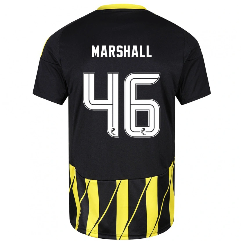 Danxen Hombre Camiseta Findlay Marshall #46 Negro Amarillo 2ª Equipación 2024/25 La Camisa México