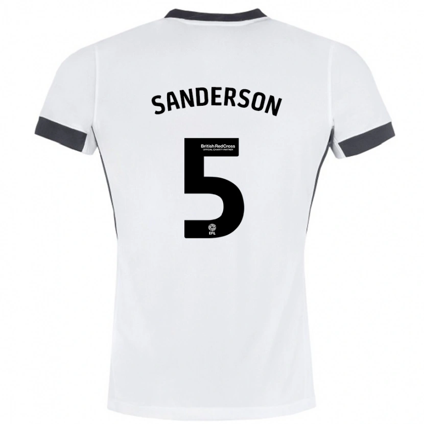 Danxen Hombre Camiseta Dion Sanderson #5 Blanco Negro 2ª Equipación 2024/25 La Camisa México