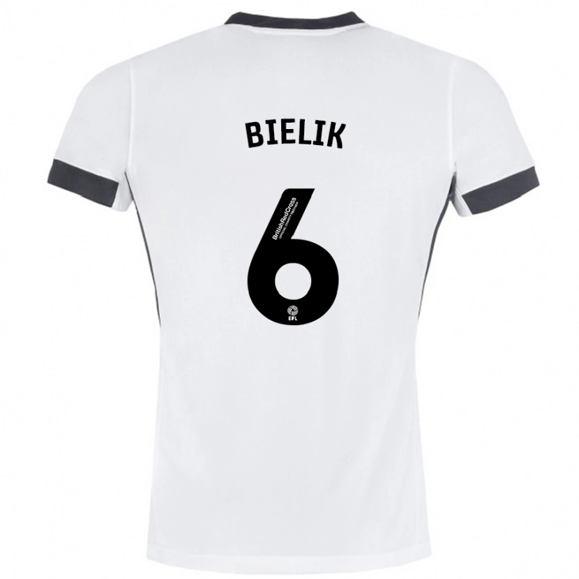 Danxen Hombre Camiseta Krystian Bielik #6 Blanco Negro 2ª Equipación 2024/25 La Camisa México