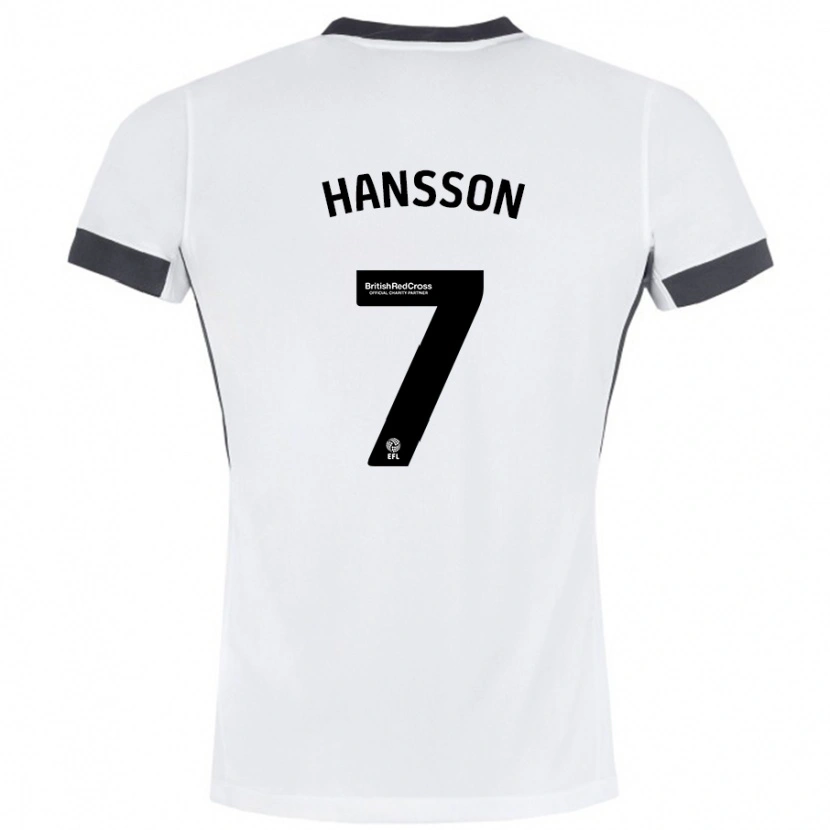 Danxen Hombre Camiseta Emil Hansson #7 Blanco Negro 2ª Equipación 2024/25 La Camisa México