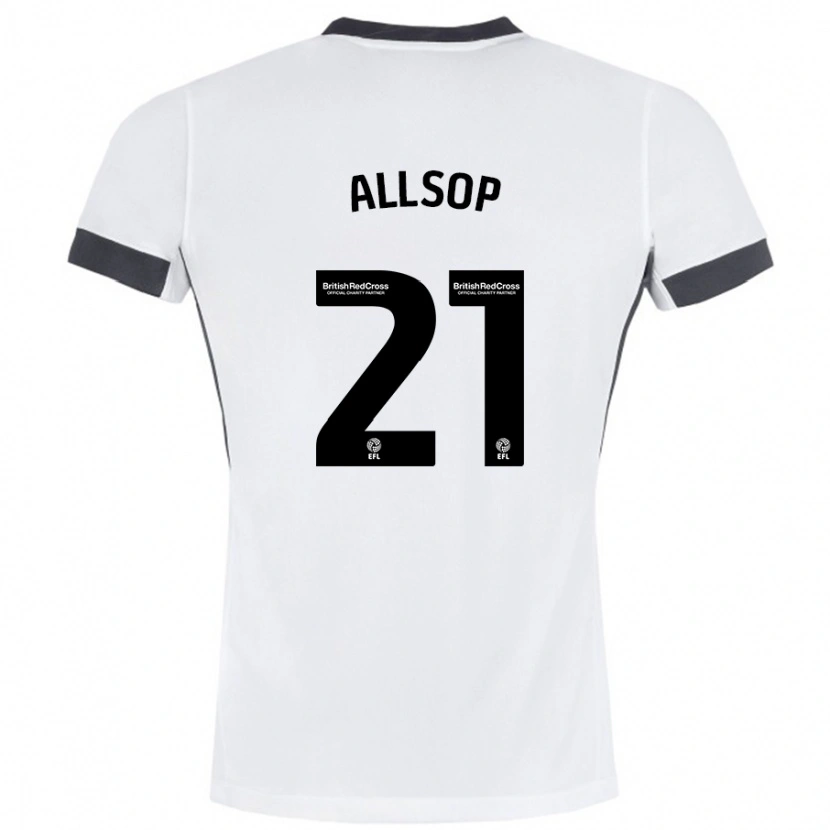 Danxen Hombre Camiseta Ryan Allsop #21 Blanco Negro 2ª Equipación 2024/25 La Camisa México