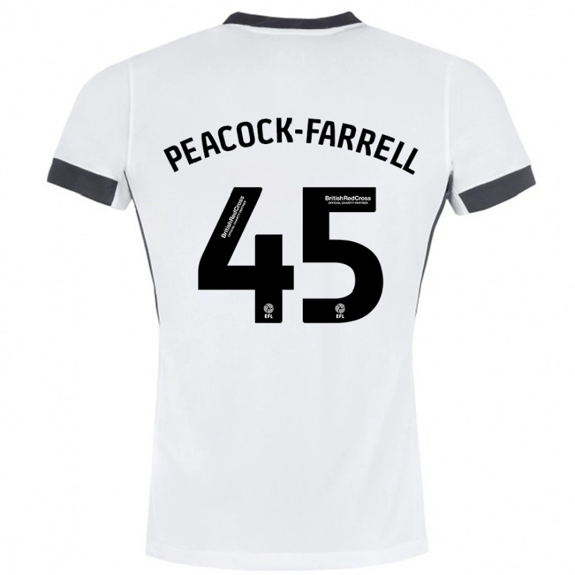 Danxen Hombre Camiseta Bailey Peacock-Farrell #45 Blanco Negro 2ª Equipación 2024/25 La Camisa México