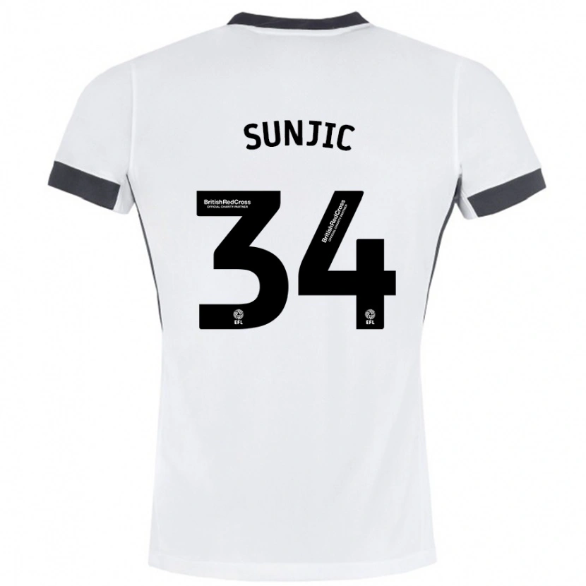 Danxen Hombre Camiseta Ivan Sunjic #34 Blanco Negro 2ª Equipación 2024/25 La Camisa México