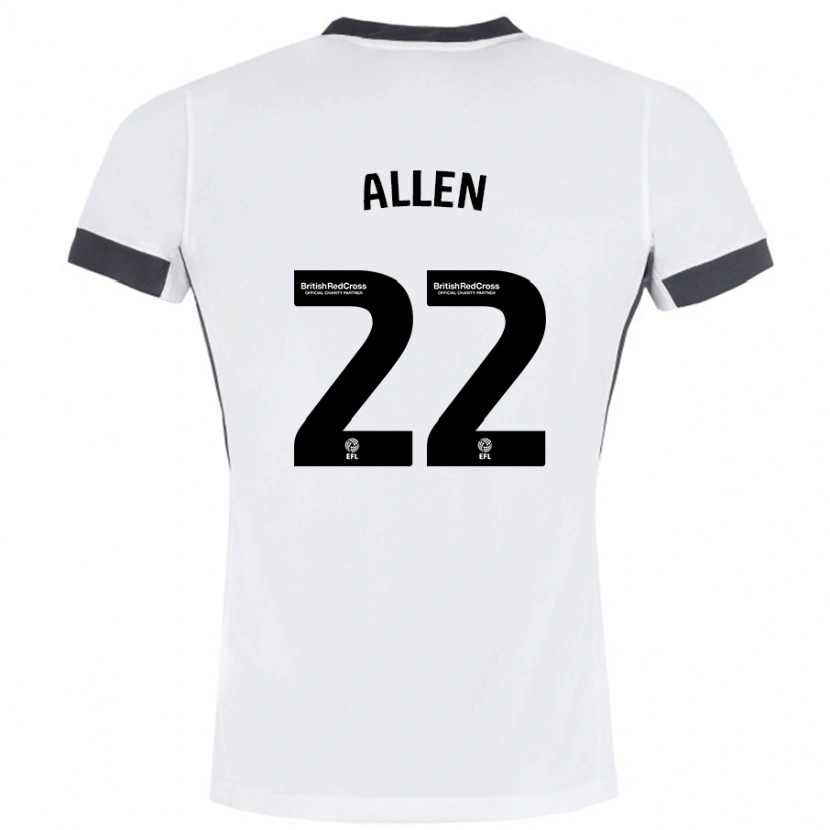 Danxen Hombre Camiseta Remi Allen #22 Blanco Negro 2ª Equipación 2024/25 La Camisa México