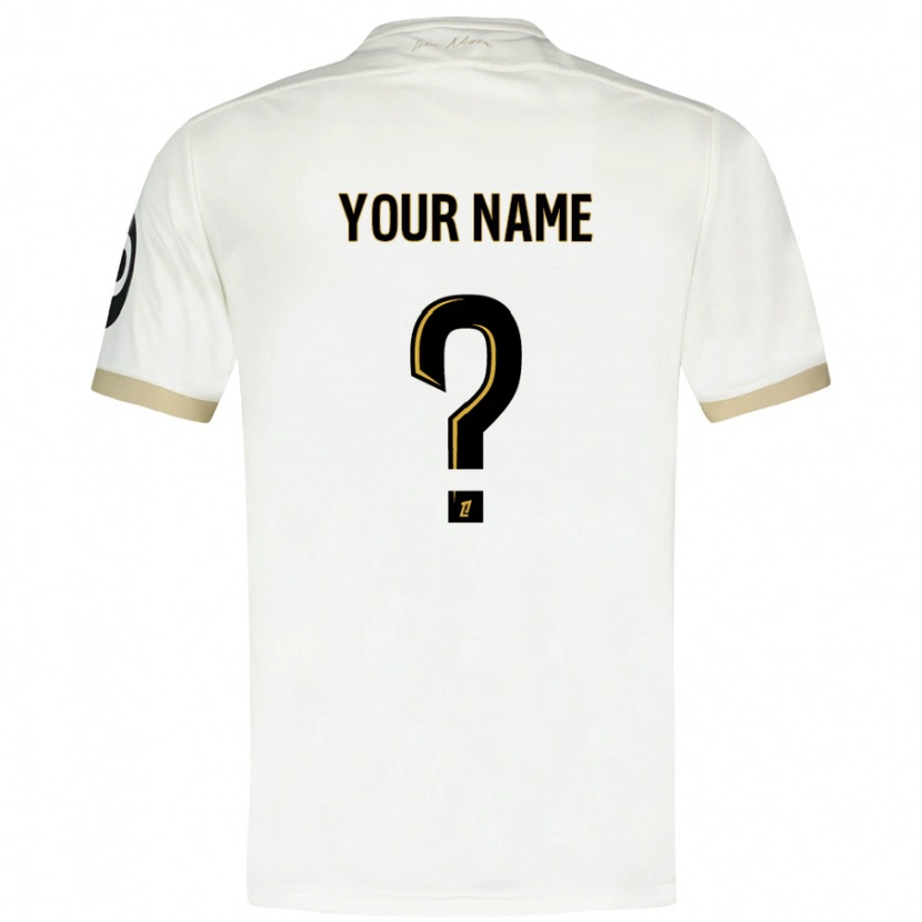 Danxen Hombre Camiseta Su Nombre #0 Blanco Dorado 2ª Equipación 2024/25 La Camisa México
