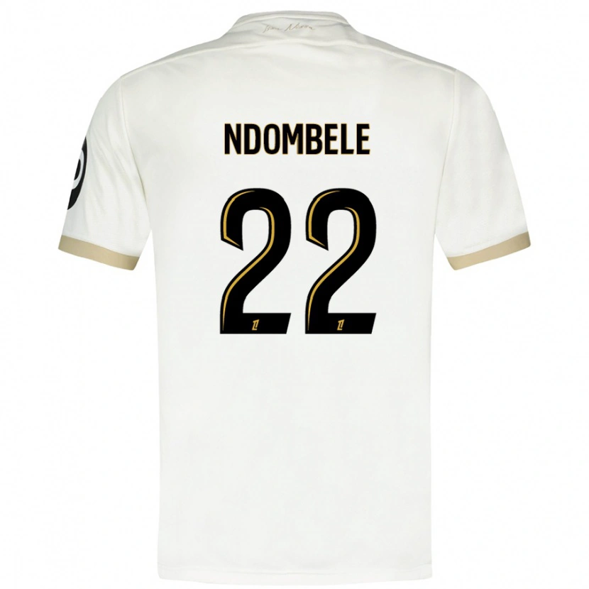 Danxen Hombre Camiseta Tanguy Ndombélé #22 Blanco Dorado 2ª Equipación 2024/25 La Camisa México