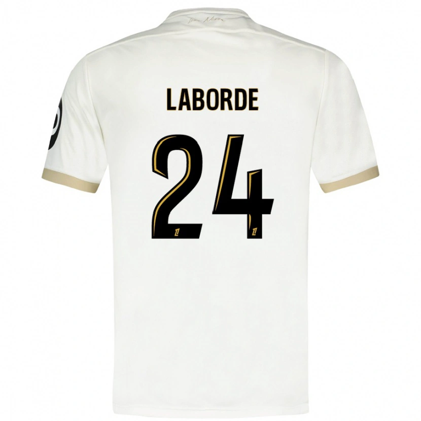 Danxen Hombre Camiseta Gaëtan Laborde #24 Blanco Dorado 2ª Equipación 2024/25 La Camisa México