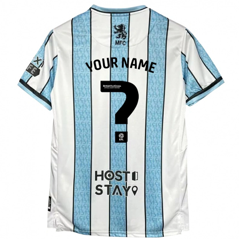 Danxen Hombre Camiseta Su Nombre #0 Blanco Azul 2ª Equipación 2024/25 La Camisa México