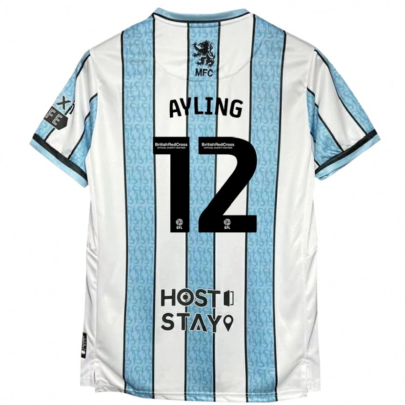 Danxen Hombre Camiseta Luke Ayling #12 Blanco Azul 2ª Equipación 2024/25 La Camisa México
