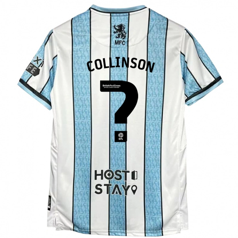 Danxen Hombre Camiseta Isaac Collinson #0 Blanco Azul 2ª Equipación 2024/25 La Camisa México