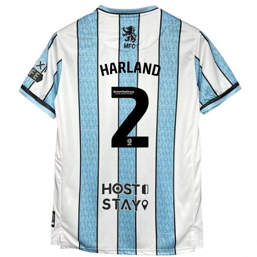 Danxen Hombre Camiseta Jane Harland #2 Blanco Azul 2ª Equipación 2024/25 La Camisa México