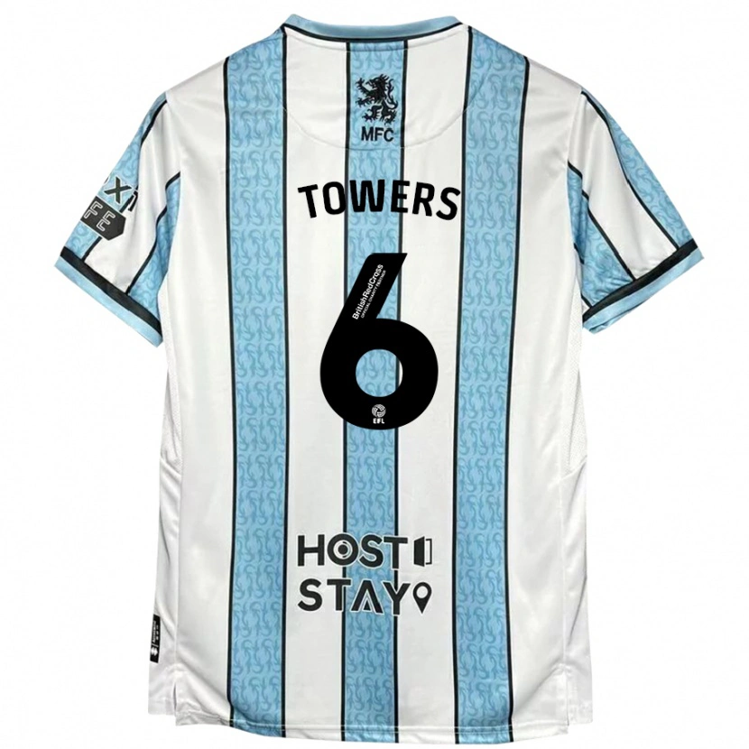Danxen Hombre Camiseta Abby Towers #6 Blanco Azul 2ª Equipación 2024/25 La Camisa México