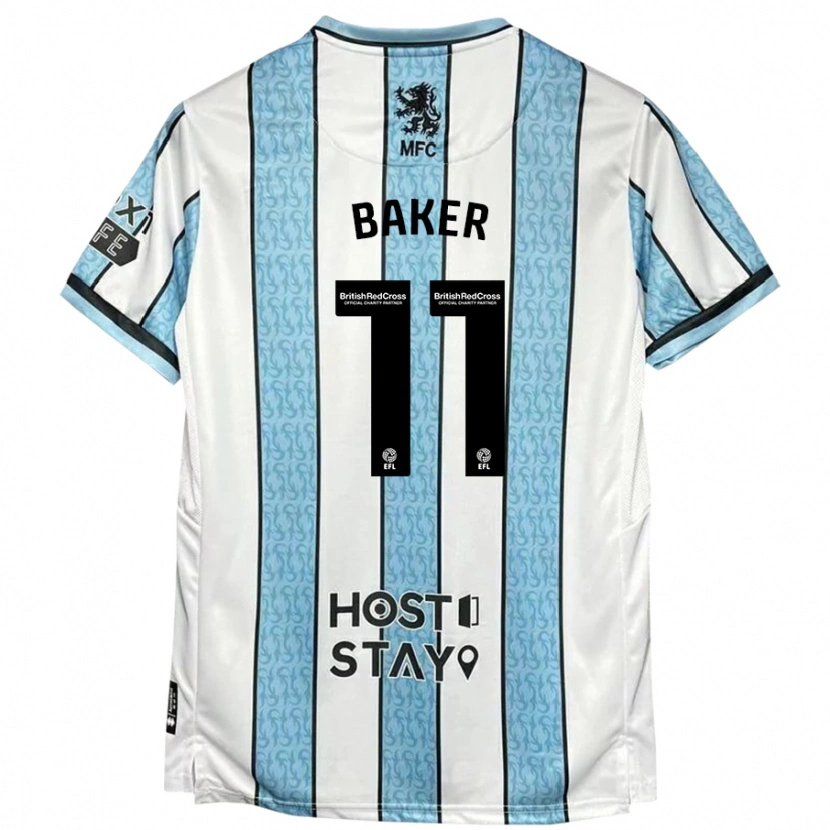 Danxen Hombre Camiseta Ella Baker #11 Blanco Azul 2ª Equipación 2024/25 La Camisa México