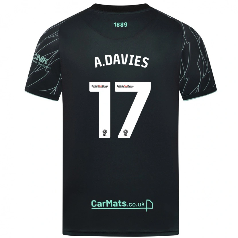 Danxen Hombre Camiseta Adam Davies #17 Negro Verde 2ª Equipación 2024/25 La Camisa México