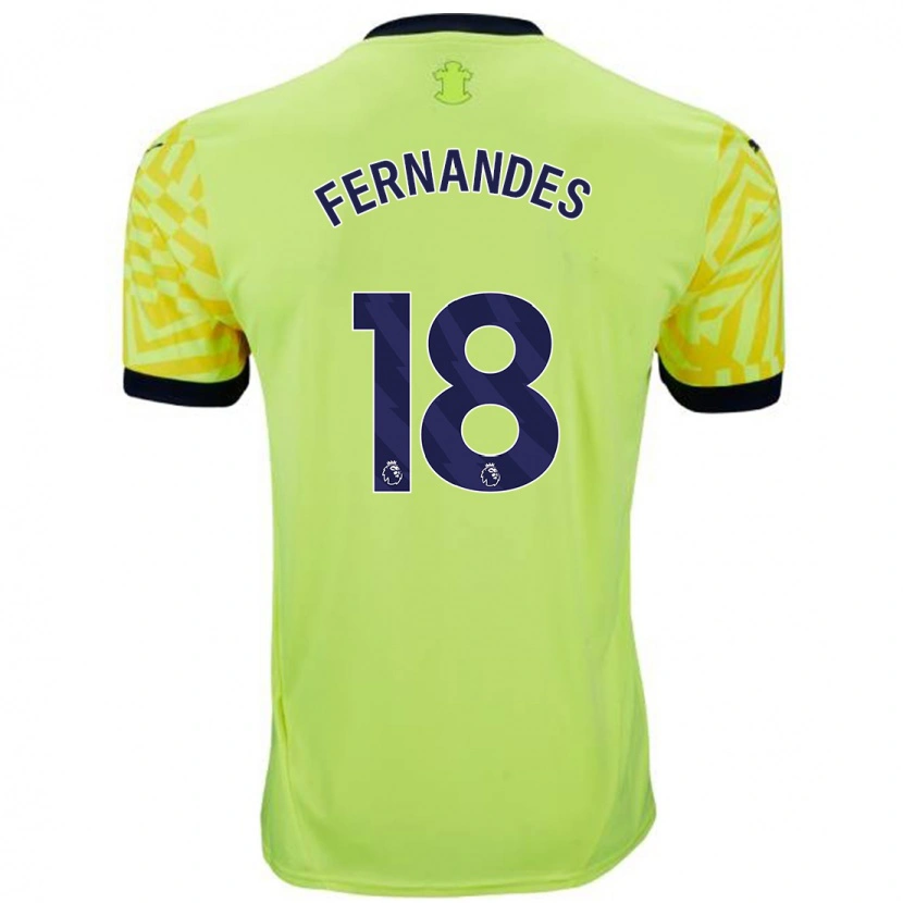 Danxen Hombre Camiseta Mateus Fernandes #18 Amarillo 2ª Equipación 2024/25 La Camisa México