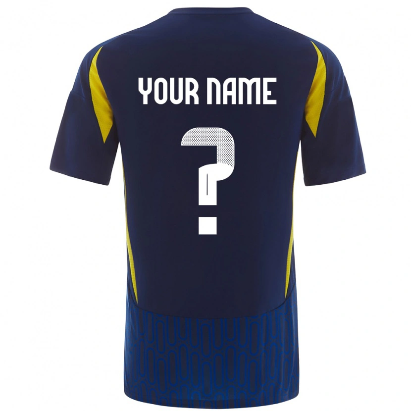 Danxen Hombre Camiseta Su Nombre #0 Azul Amarillo 2ª Equipación 2024/25 La Camisa México