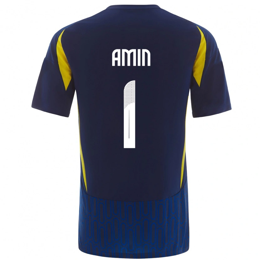 Danxen Hombre Camiseta Amin Al-Bukhari #1 Azul Amarillo 2ª Equipación 2024/25 La Camisa México