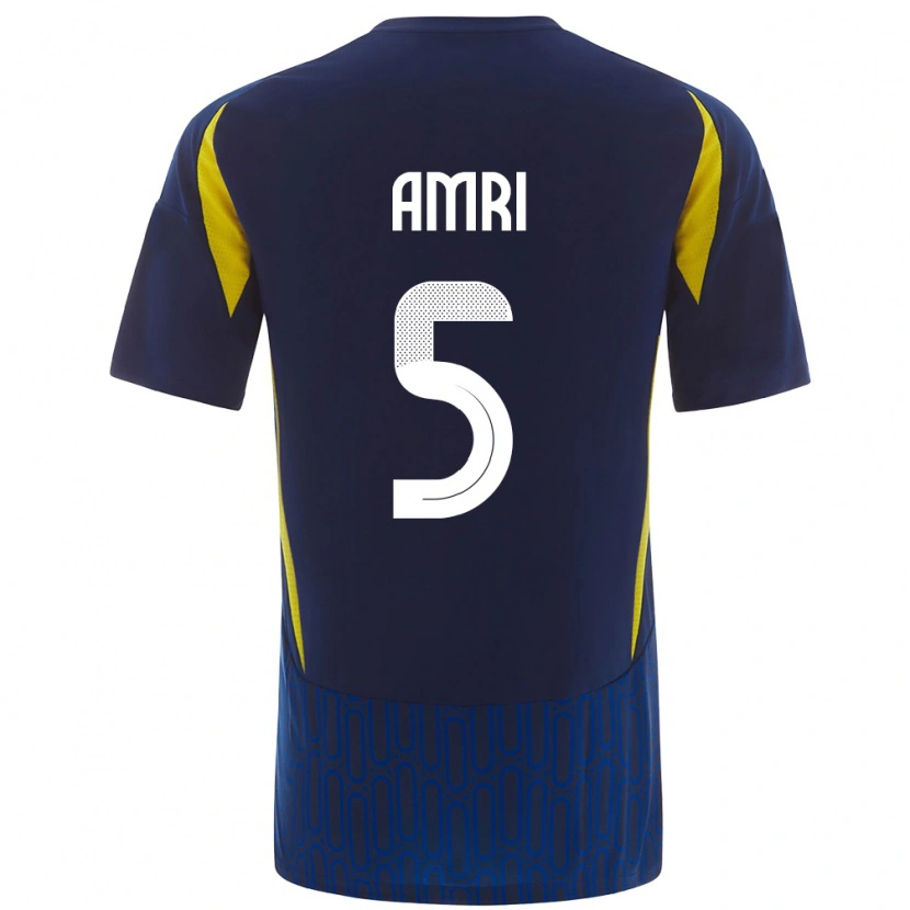 Danxen Hombre Camiseta Abdulelah Al-Amri #5 Azul Amarillo 2ª Equipación 2024/25 La Camisa México