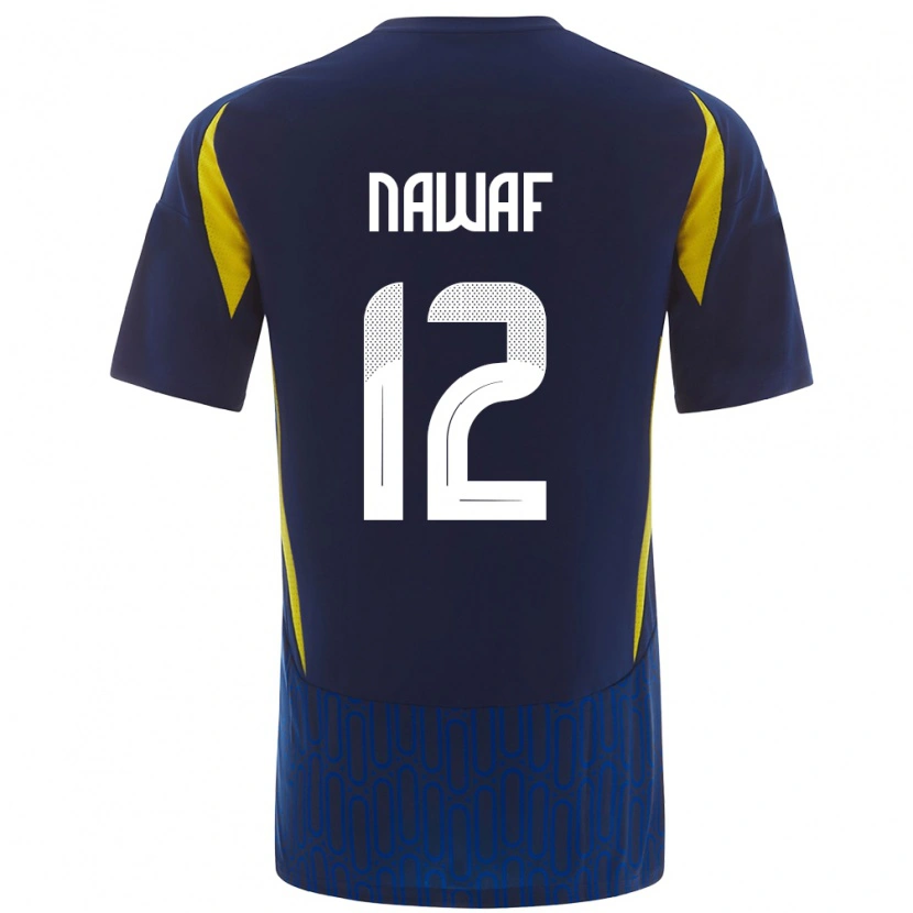 Danxen Hombre Camiseta Nawaf Al-Boushal #12 Azul Amarillo 2ª Equipación 2024/25 La Camisa México