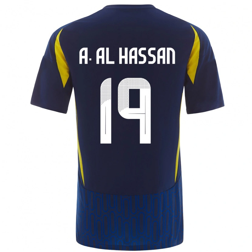 Danxen Hombre Camiseta Ali Al-Hassan #19 Azul Amarillo 2ª Equipación 2024/25 La Camisa México
