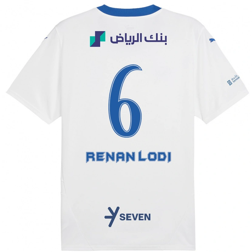 Danxen Hombre Camiseta Renan Lodi #6 Blanco Azul 2ª Equipación 2024/25 La Camisa México
