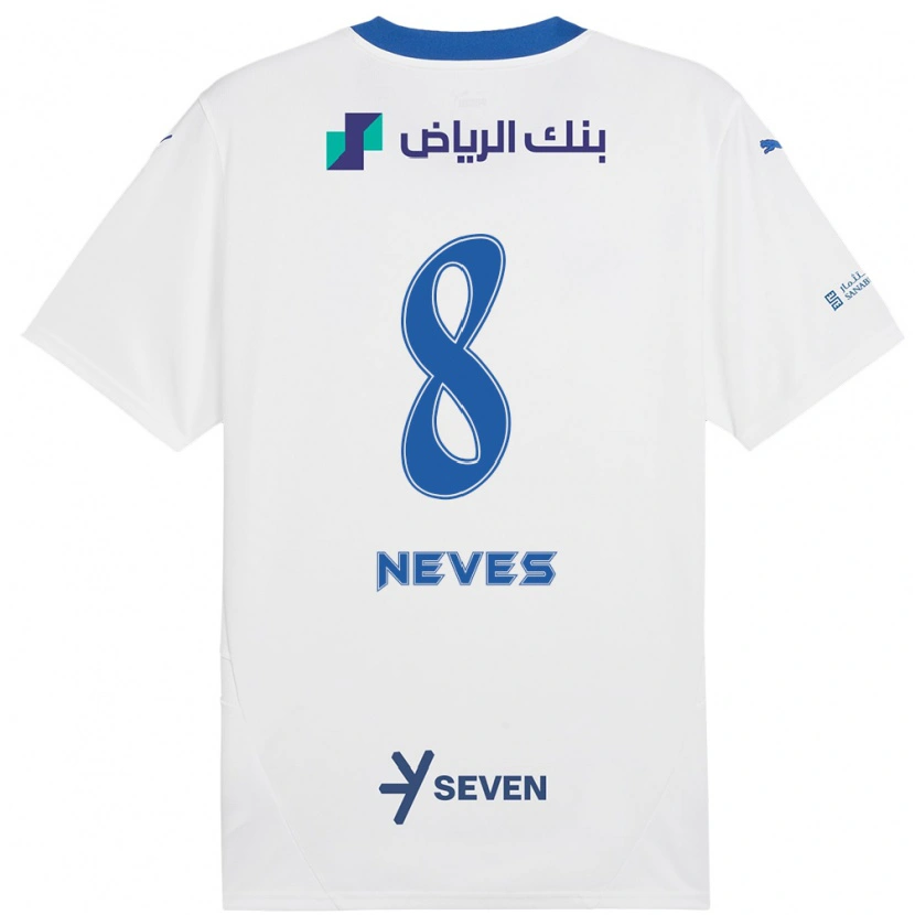 Danxen Hombre Camiseta Rúben Neves #8 Blanco Azul 2ª Equipación 2024/25 La Camisa México