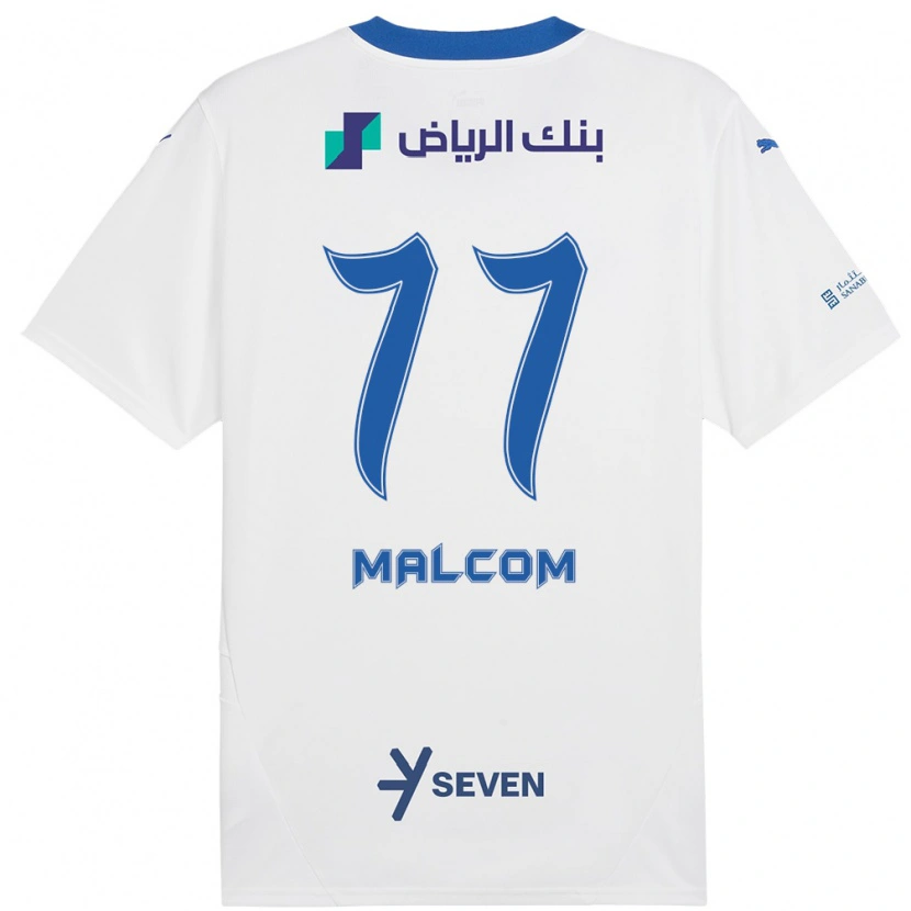 Danxen Hombre Camiseta Malcom #77 Blanco Azul 2ª Equipación 2024/25 La Camisa México