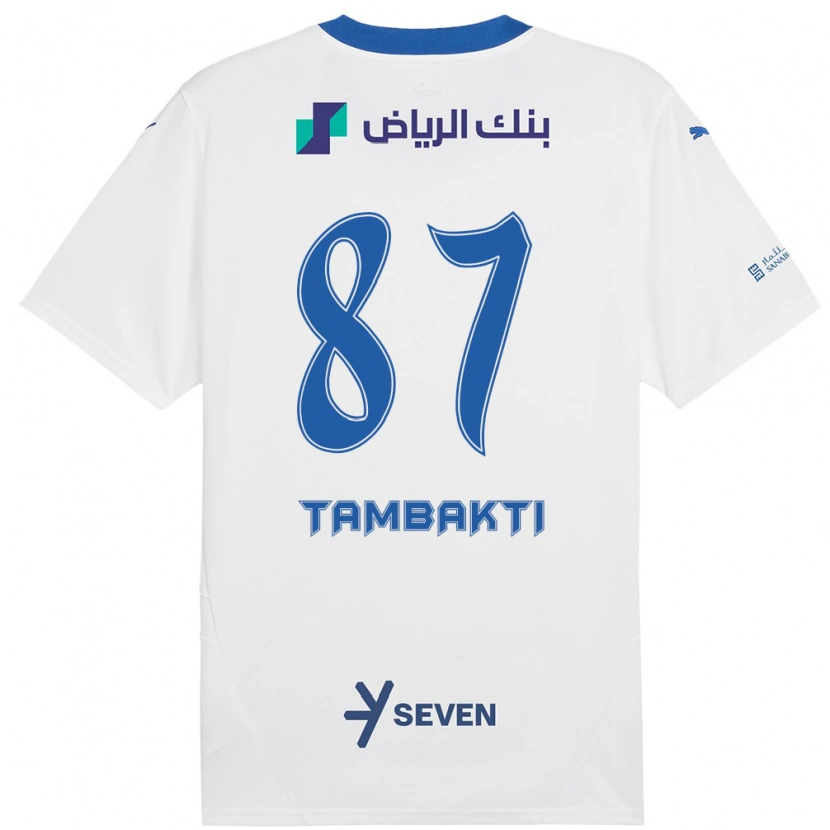 Danxen Hombre Camiseta Hassan Tambakti #87 Blanco Azul 2ª Equipación 2024/25 La Camisa México