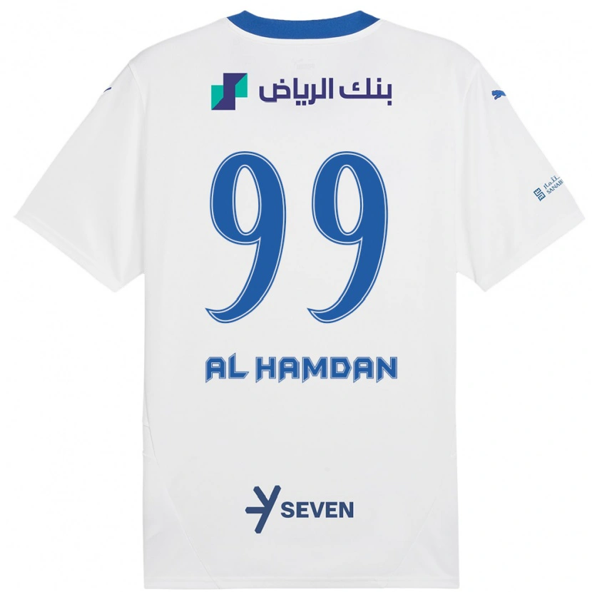 Danxen Hombre Camiseta Abdullah Al-Hamdan #99 Blanco Azul 2ª Equipación 2024/25 La Camisa México