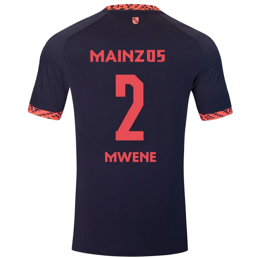 Danxen Hombre Camiseta Phillipp Mwene #2 Azul Coral Rojo 2ª Equipación 2024/25 La Camisa México