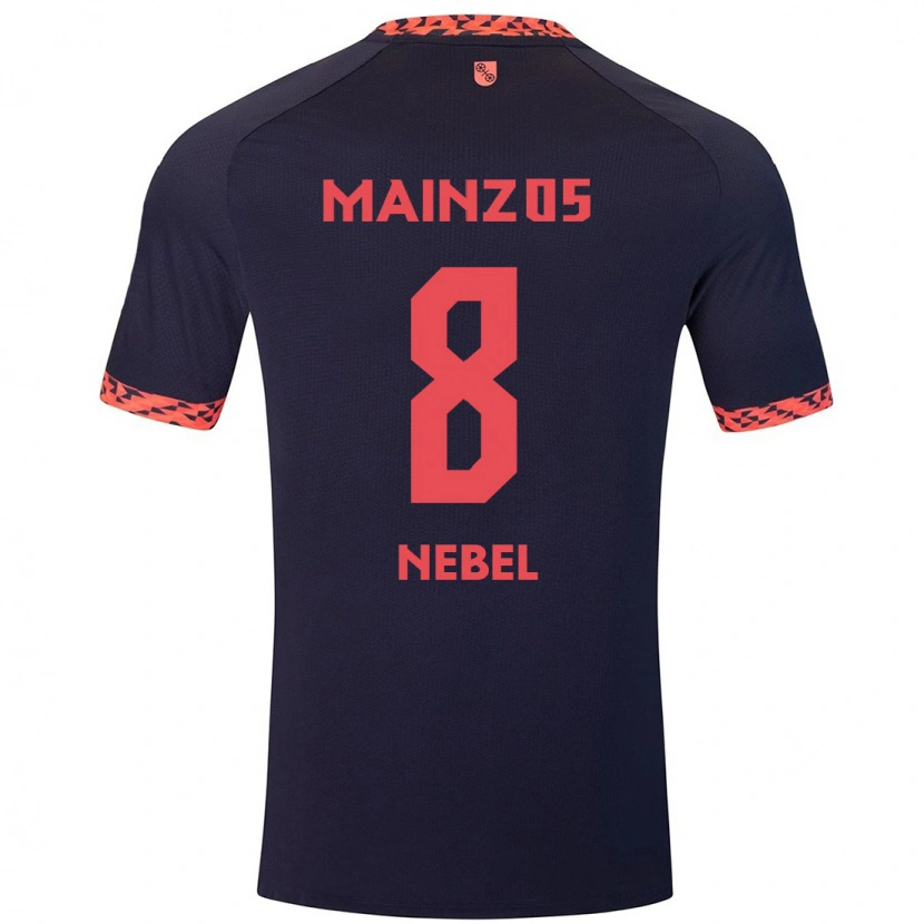 Danxen Hombre Camiseta Paul Nebel #8 Azul Coral Rojo 2ª Equipación 2024/25 La Camisa México