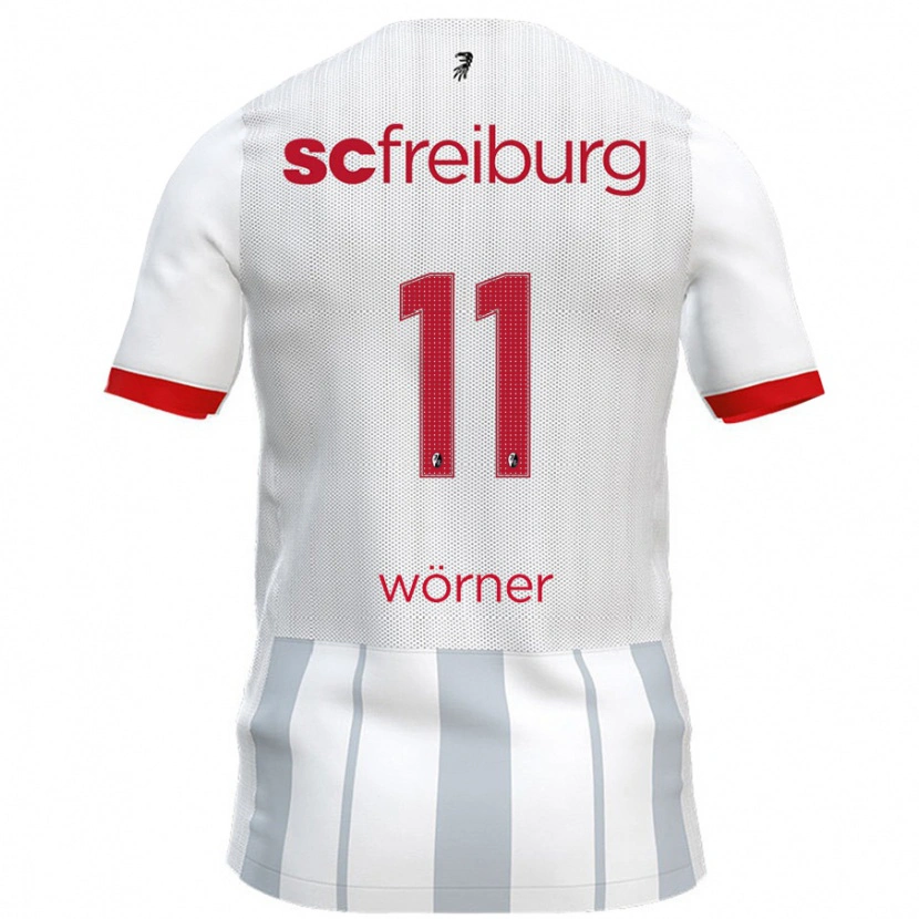 Danxen Hombre Camiseta Marco Wörner #11 Blanco Gris 2ª Equipación 2024/25 La Camisa México
