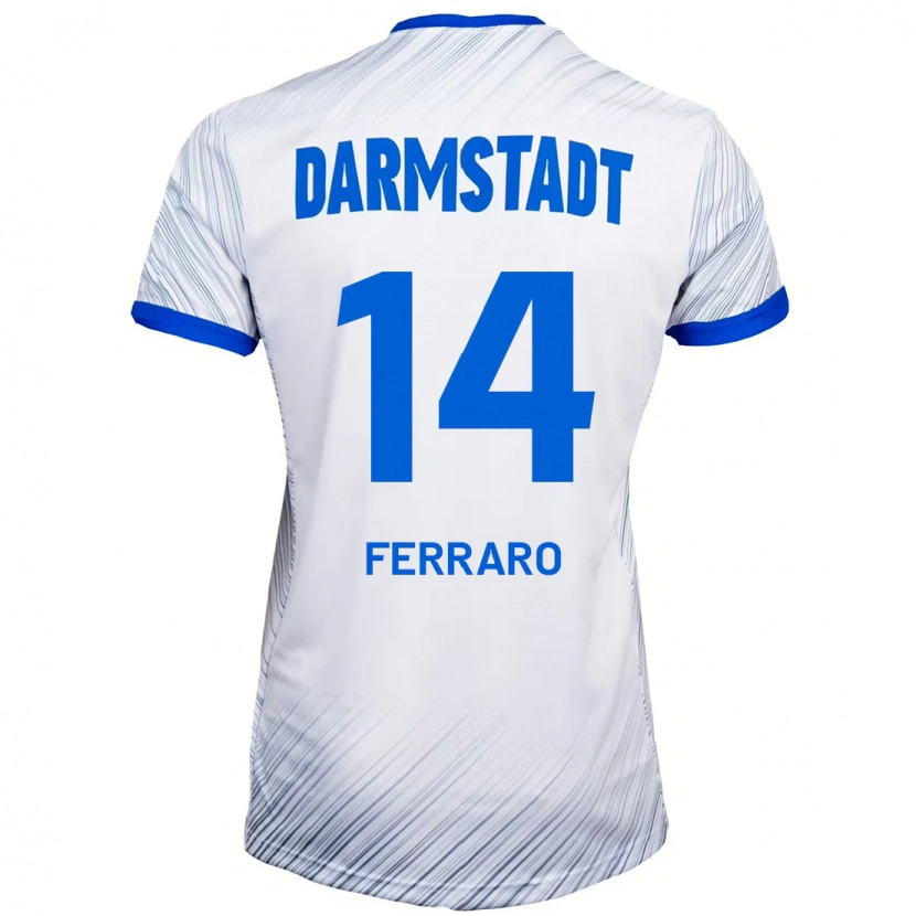 Danxen Hombre Camiseta Enzo Ferraro #14 Blanco Azul 2ª Equipación 2024/25 La Camisa México