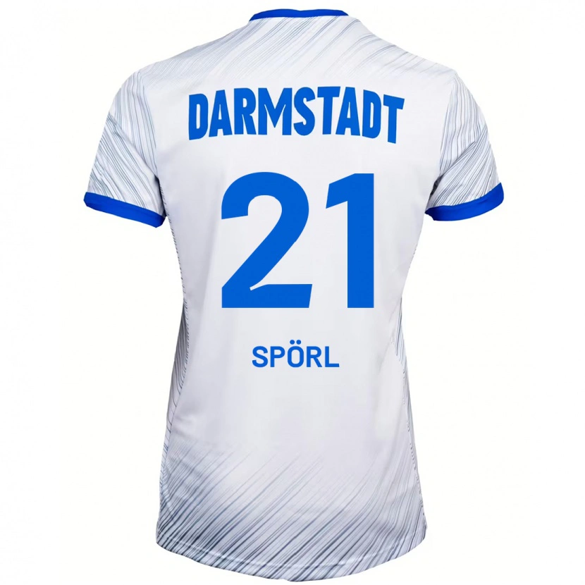 Danxen Hombre Camiseta Luca Spörl #21 Blanco Azul 2ª Equipación 2024/25 La Camisa México