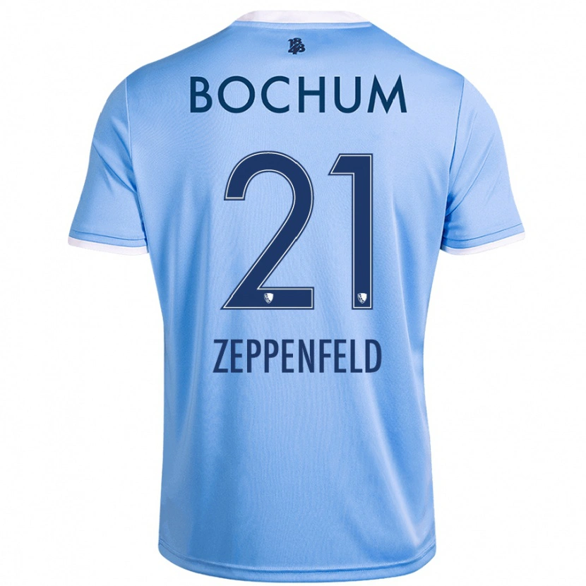 Danxen Hombre Camiseta Paul Zeppenfeld #21 Azul Cielo 2ª Equipación 2024/25 La Camisa México