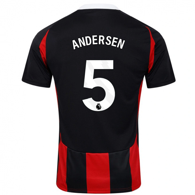 Danxen Hombre Camiseta Joachim Andersen #5 Negro Rojo 2ª Equipación 2024/25 La Camisa México