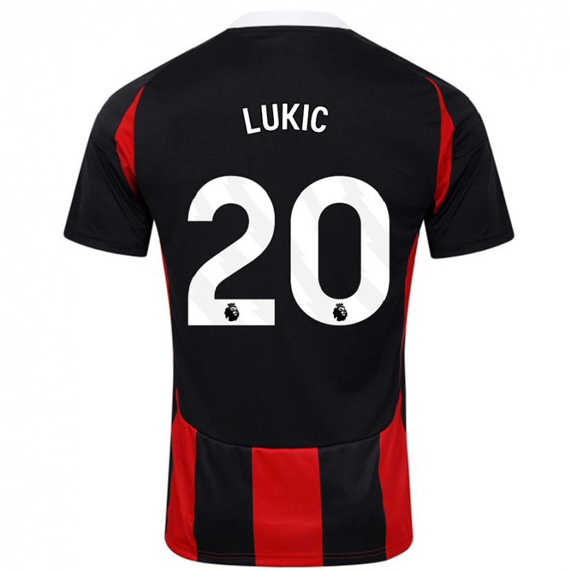 Danxen Hombre Camiseta Saša Lukić #20 Negro Rojo 2ª Equipación 2024/25 La Camisa México